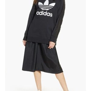 Adidas Women's Size Medium Lace Stripe Logo Cotton Sweatshirt Mock Neck Cotton